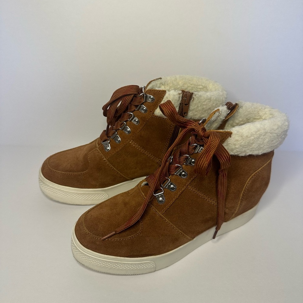 Steve Madden Brown Suede Sneakers with Shearling